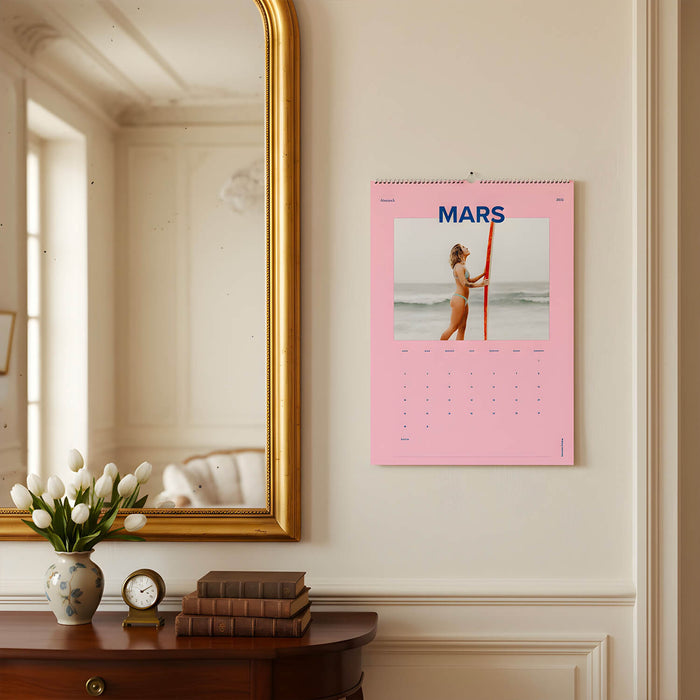 Colourful photo calendar at home